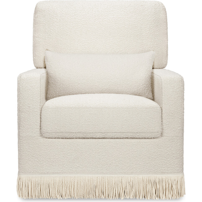 Crawford Boucle With Tassel Fringe Pillowback Comfort Swivel Glider, Ivory & Ivory - Glider - 3