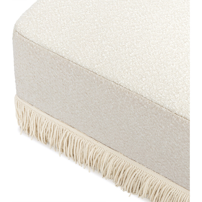 Crawford Boucle With Tassel Fringe Gliding Ottoman, Ivory & Ivory - Ottomans - 3