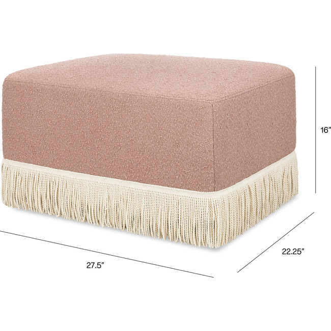 Crawford Boucle With Tassel Fringe Gliding Ottoman, Rose & Ivory - Ottomans - 6