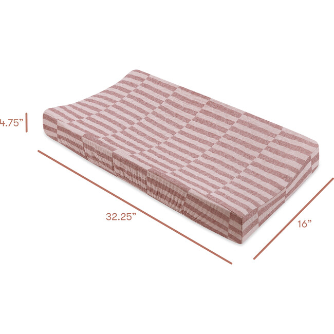 Quilted GOTS Certified Organic Muslin Cotton Changing Pad Cover, Maroon Stripe - Changing Pads - 6