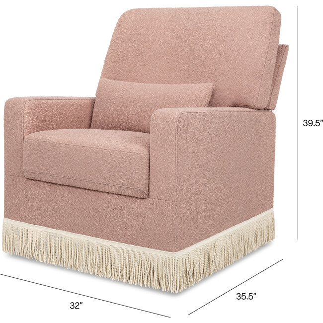 Crawford Boucle With Tassel Fringe Pillowback Comfort Swivel Glider, Rose & Ivory - Glider - 7