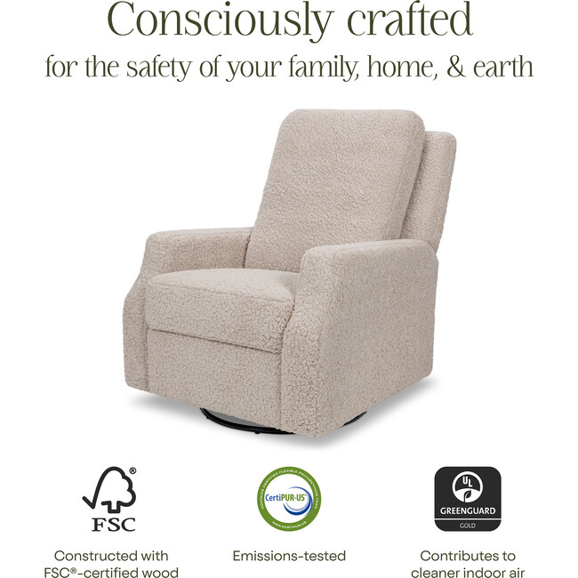 Crewe Electronic Recliner & Swivel Glider, Earl Grey Shearling - Glider - 7