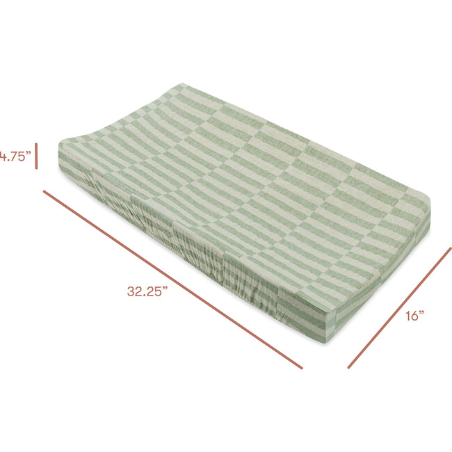 Quilted GOTS Certified Organic Muslin Cotton Changing Pad Cover, Moss Stripe - Changing Pads - 6