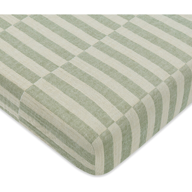 GOTS Certified Organic Muslin Cotton Mini Crib Sheet, Moss Stripe