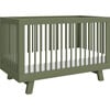 Hudson 3-In-1 Convertible Crib With Toddler Bed Conversion Kit, Olive - Cribs - 1 - thumbnail