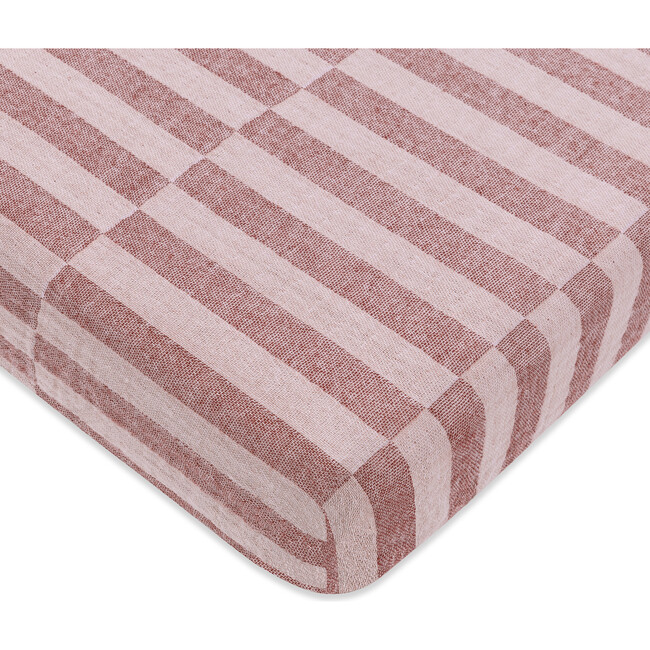 GOTS Certified Organic Muslin Cotton Mini Crib Sheet, Maroon Stripe