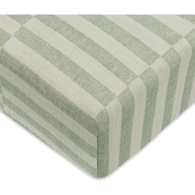 GOTS Certified Organic Muslin Cotton Crib Sheet, Moss Stripe