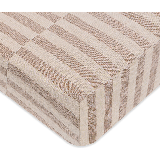 GOTS Certified Organic Muslin Cotton Crib Sheet, Cocoa Stripe