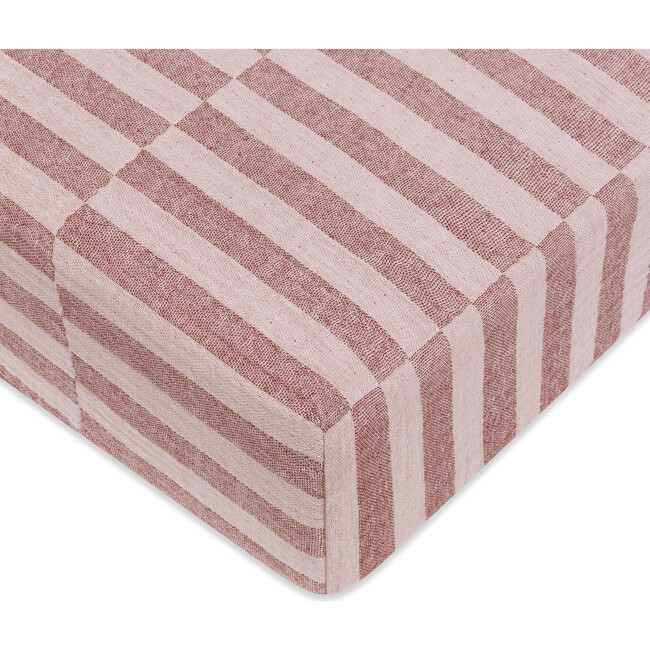 GOTS Certified Organic Muslin Cotton Crib Sheet, Maroon Stripe