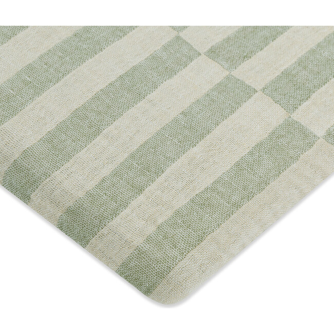 All-Stages GOTS Certified Organic Muslin Cotton Bassinet Sheet, Moss Stripe