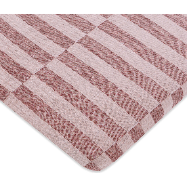 All-Stages GOTS Certified Organic Muslin Cotton Midi Crib Sheet, Maroon Stripe