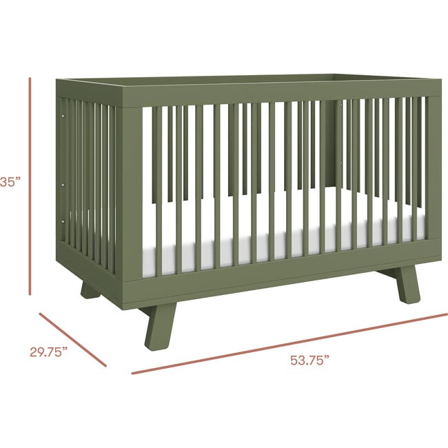 Hudson 3-In-1 Convertible Crib With Toddler Bed Conversion Kit, Olive - Cribs - 8