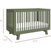 Hudson 3-In-1 Convertible Crib With Toddler Bed Conversion Kit, Olive - Cribs - 8