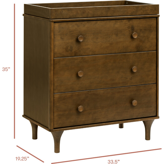 Lolly 3-Drawer Changer Dresser With Removable Changing Tray, Natural Walnut - Dressers - 7