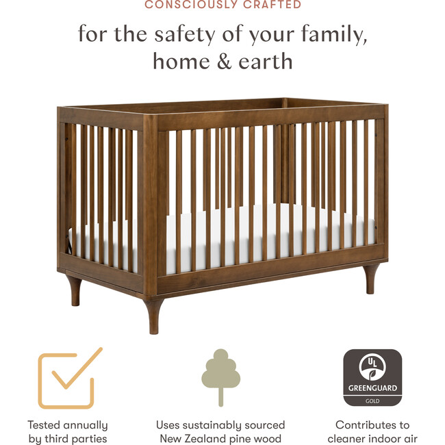 Lolly 3-In-1 Convertible Crib With Toddler Bed Conversion Kit, Natural Walnut - Cribs - 7