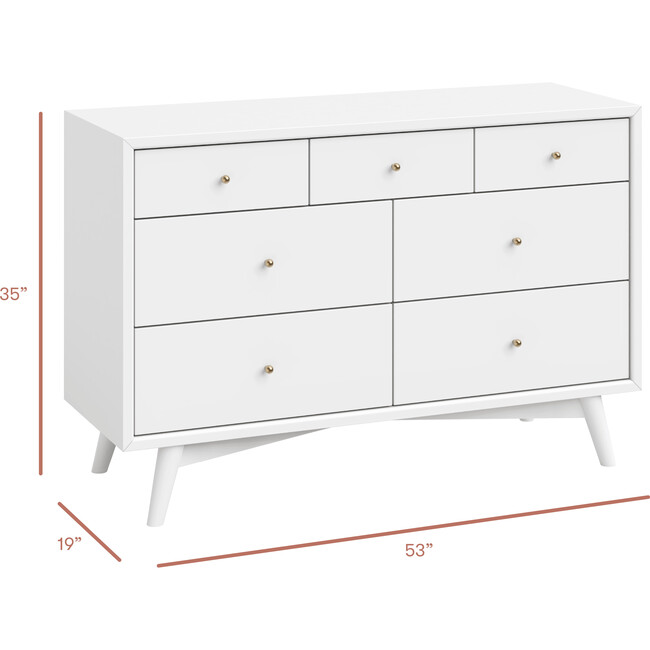 Palma 7-Drawer Assembled Double Dresser, White - Dressers - 7