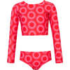 Kids Calypso Pau Long Sleeve Top & High Rise Bikini Set, Red - Two Pieces - 1 - thumbnail