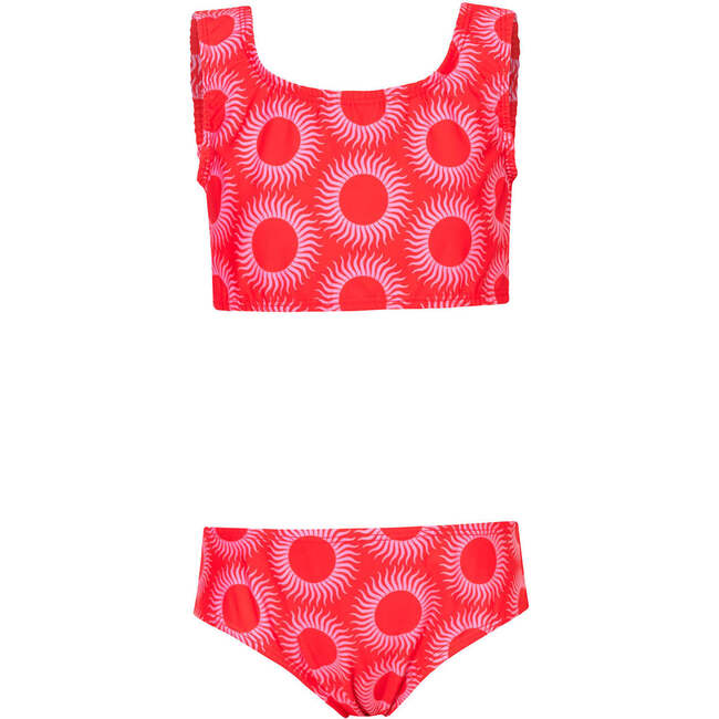 Kids Calypso Olivia Sporty Top & High Waist Bikini Set, Red