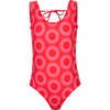 Kids Calypso Ali Print Classic Cut One-Piece Swimsuit, Red - One Pieces - 1 - thumbnail