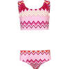 Kids Rose Wave Olivia Sporty Top & High Waist Bikini Set, Pink - Two Pieces - 1 - thumbnail