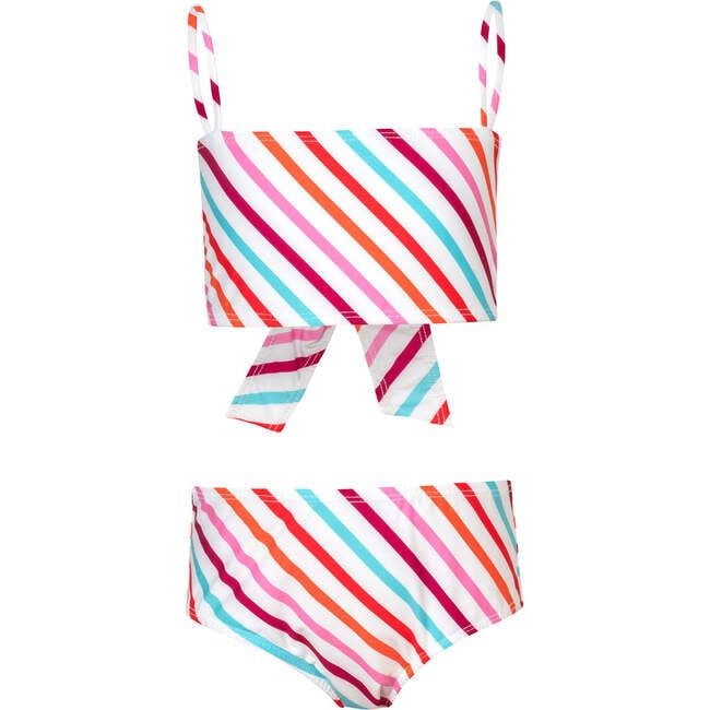 Kids Daylight Twist Zuri Back Tie Classic Cut Bikini Set, White