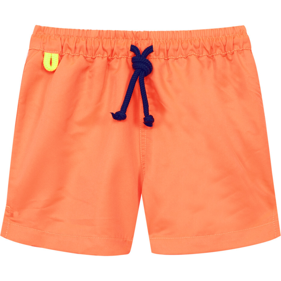 Boys Meno Swim Trunk, Neon Orange - Swim Trunks - 1