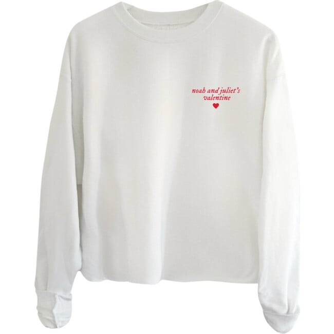 Adult Personalized Valentine Cropped Sweatshirt, White