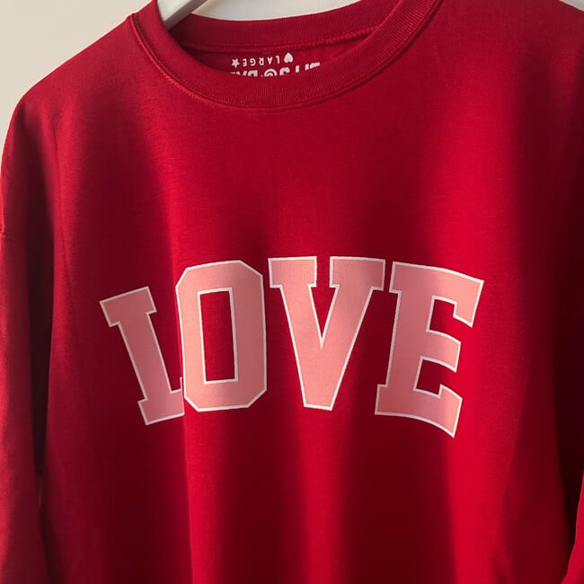 Adult LOVE Sweatshirt, Red - Sweatshirts - 2