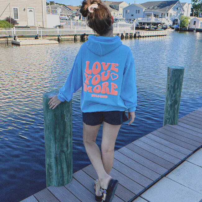 Adult Love U More Hoodie, Blue - Sweatshirts - 3