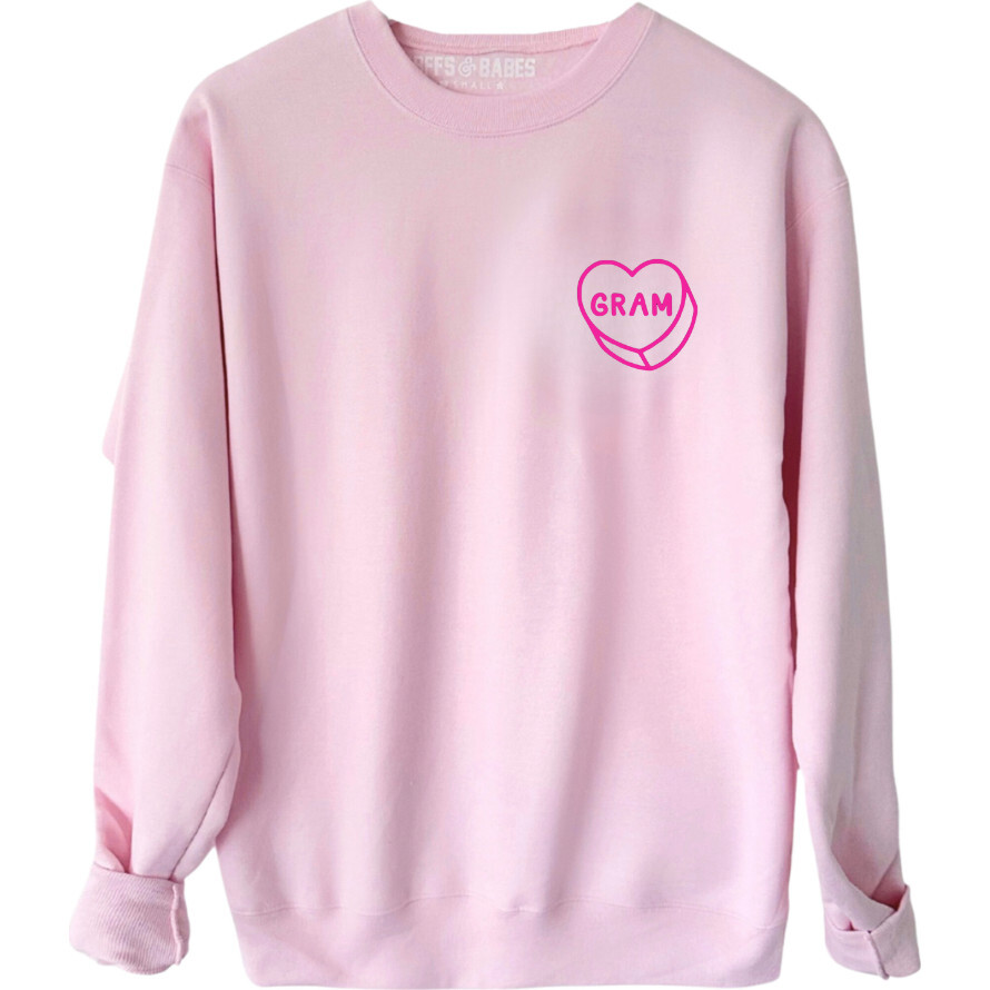 Gram Luv Letters Sweatshirt, Pink - Sweatshirts - 1