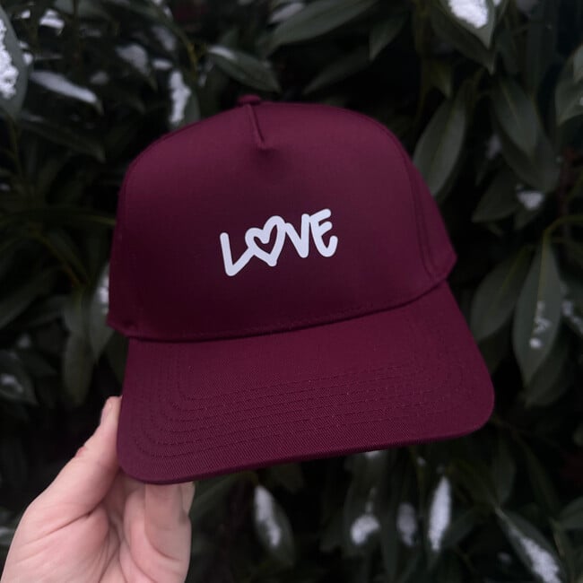 Adult Graffiti Mini Love Hat, Burgundy - Hats - 2