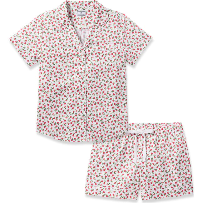 Women's Short Sleeve Short Set, Petite Petals