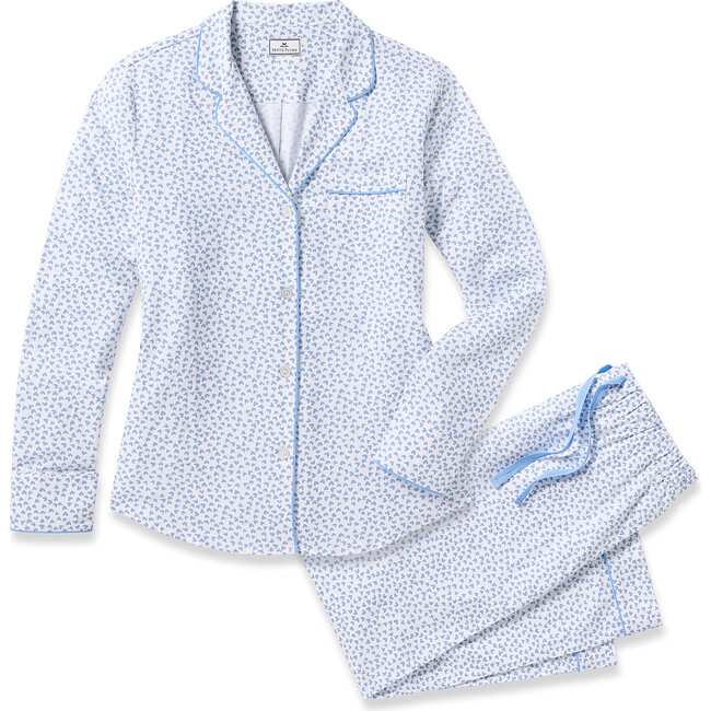 Women's Pajama Set, Blue Hearts