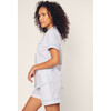 Women's Short Sleeve Short Set, Blue Hearts - Pajamas - 3