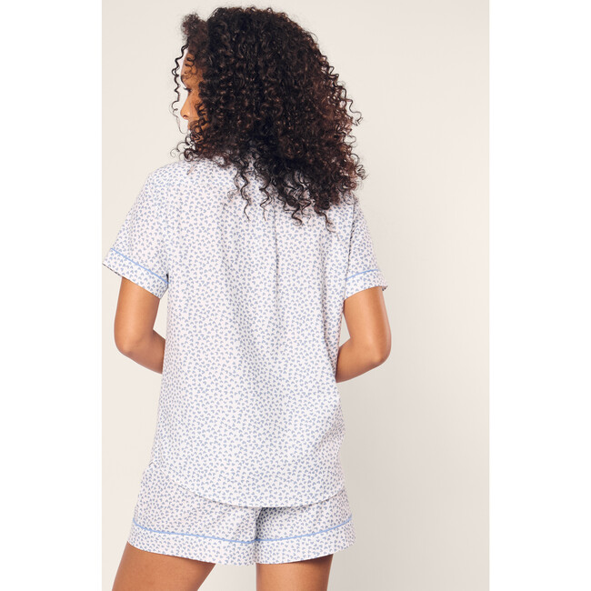 Women's Short Sleeve Short Set, Blue Hearts - Pajamas - 4