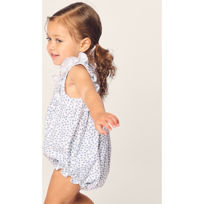 Infant's Ruffled Romper, Blue Hearts - Rompers - 3