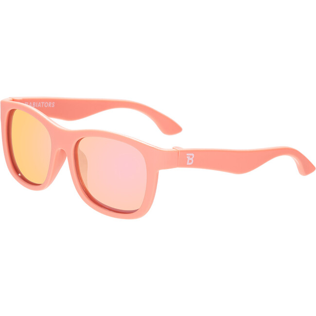 Polarized Navigator Sunglasses: Perfectly Papaya, Peach Mirrored Lenses - Sunglasses - 2