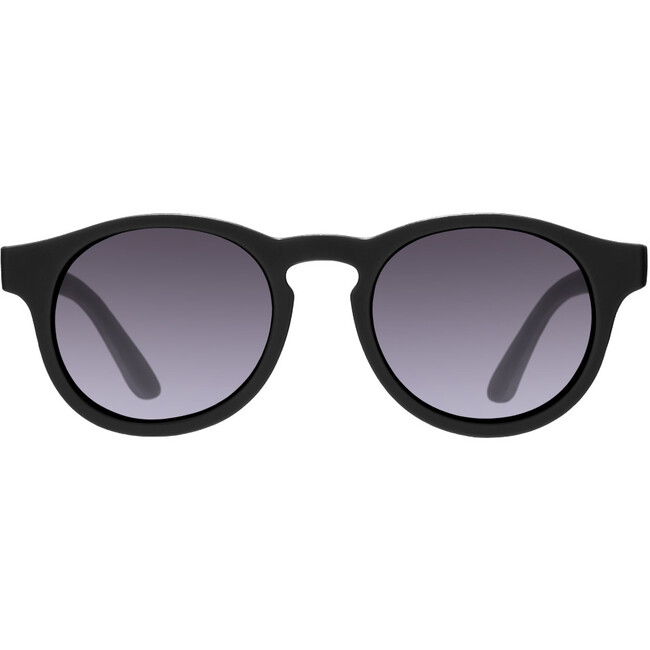 Polarized Keyhole Sunglasses: Jet Black, Smoke Lenses