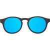 Polarized Keyhole Sunglasses: Jet Black, Cobalt Blue Mirrored Lenses - Sunglasses - 1 - thumbnail