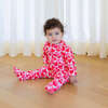 Organic Zippered Footed Onesie, Red & Pink Hearts - Footie Pajamas - 2