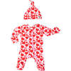 Organic Zippered Footed Onesie, Red & Pink Hearts - Footie Pajamas - 4