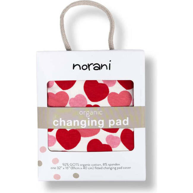 Organic Changing Pad Cover, Red & Pink Hearts