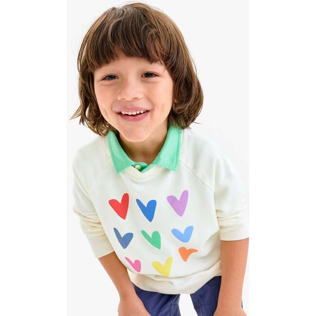 Kids Rainbow Heart Sweatshirt, Ivory Stacked Hearts - Sweatshirts - 2