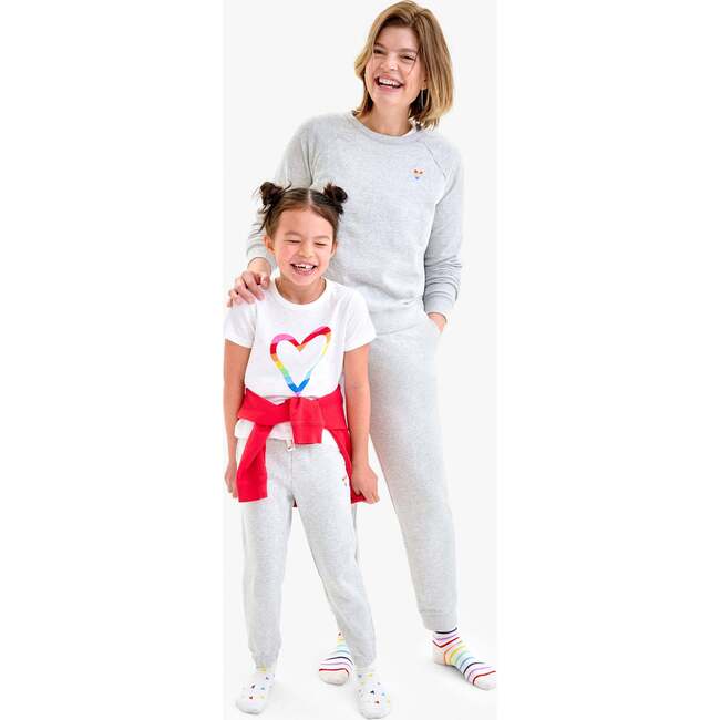 Grown-Ups 24/7 Embroidered Rainbow Heart Jogger (Women's Fit), Heather Silver - Sweatpants - 2