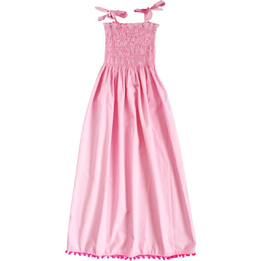 Malta Long Dress with Pompom Pink