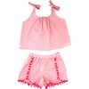 Chiara Set Cotton Two Piece Top and Pants with Pompom Pink - Cover-Ups - 1 - thumbnail