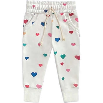 Confetti Hearts Valentine's Day Terry Jogger Pant, White