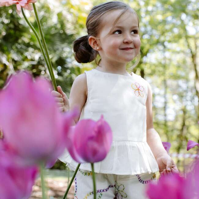 White Color Jardin Top and Shorts Set - Mixed Apparel Set - 2