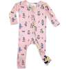 Skater Kitty Bamboo Convertible Footie, Pink - Onesies - 1 - thumbnail