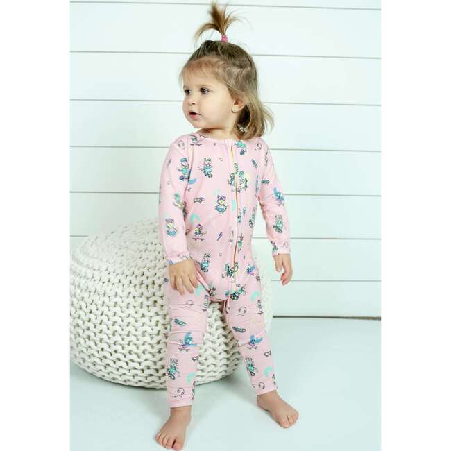 Skater Kitty Bamboo Convertible Footie, Pink - Onesies - 2